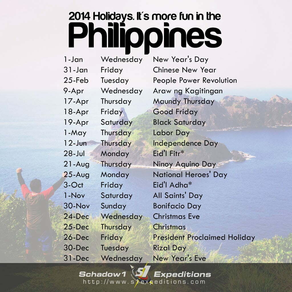 2014 Philippine Holidays